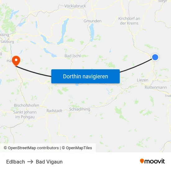 Edlbach to Bad Vigaun map