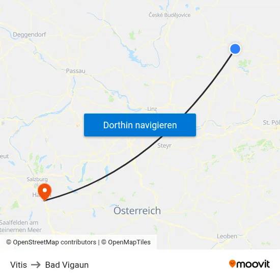 Vitis to Bad Vigaun map