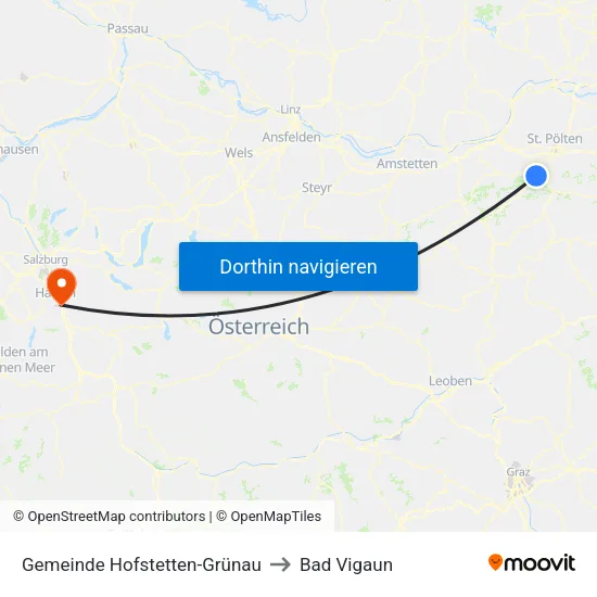 Gemeinde Hofstetten-Grünau to Bad Vigaun map