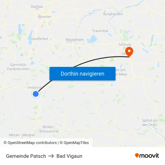 Gemeinde Patsch to Bad Vigaun map