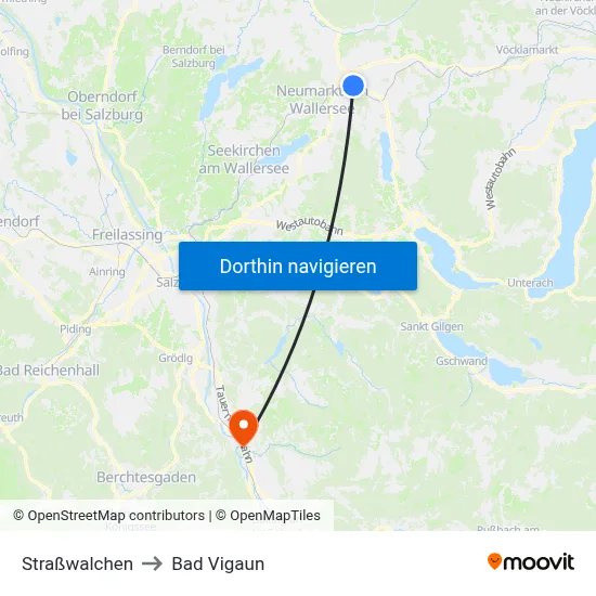 Straßwalchen to Bad Vigaun map