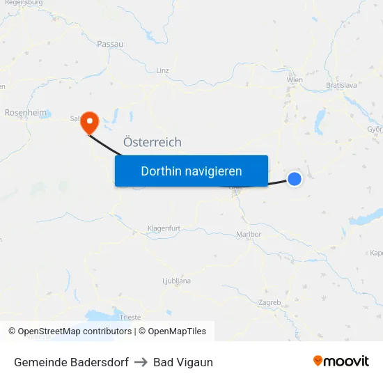 Gemeinde Badersdorf to Bad Vigaun map