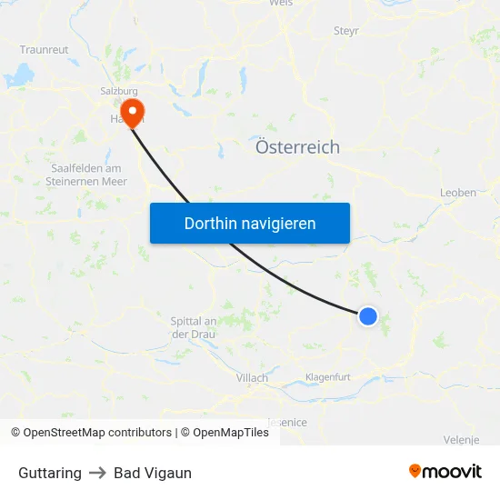 Guttaring to Bad Vigaun map