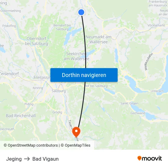 Jeging to Bad Vigaun map