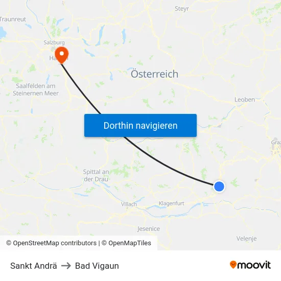 Sankt Andrä to Bad Vigaun map
