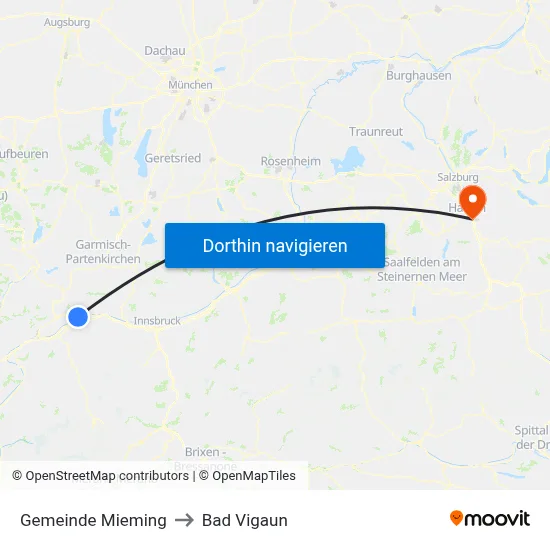 Gemeinde Mieming to Bad Vigaun map