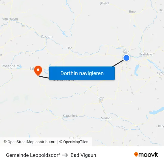 Gemeinde Leopoldsdorf to Bad Vigaun map