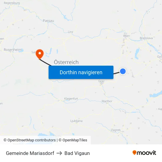 Gemeinde Mariasdorf to Bad Vigaun map