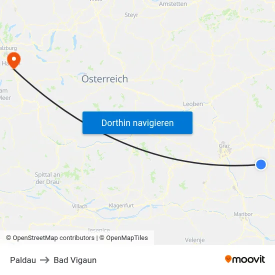Paldau to Bad Vigaun map