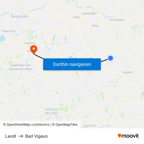 Landl to Bad Vigaun map