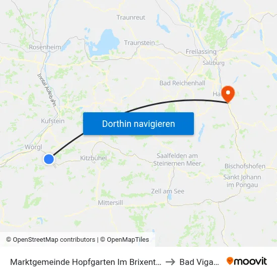 Marktgemeinde Hopfgarten Im Brixental to Bad Vigaun map
