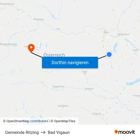 Gemeinde Ritzing to Bad Vigaun map