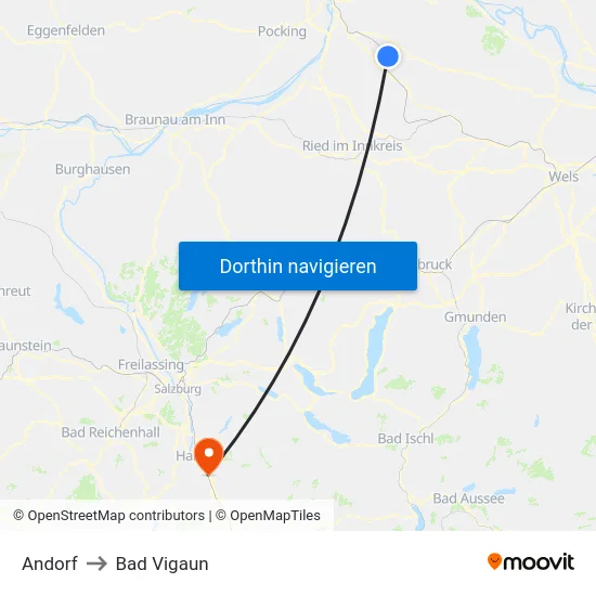 Andorf to Bad Vigaun map