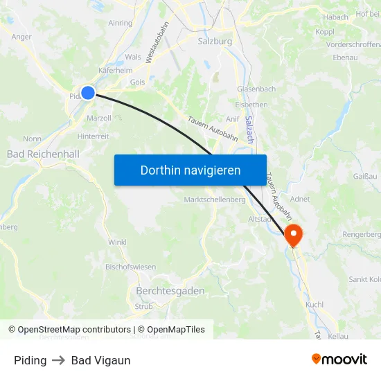 Piding to Bad Vigaun map