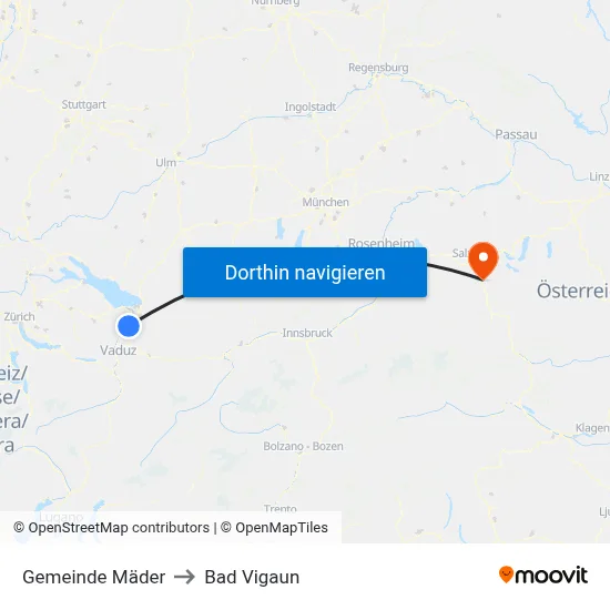 Gemeinde Mäder to Bad Vigaun map