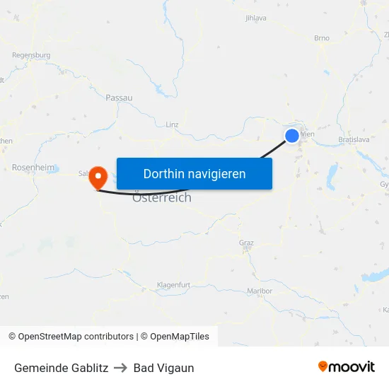 Gemeinde Gablitz to Bad Vigaun map