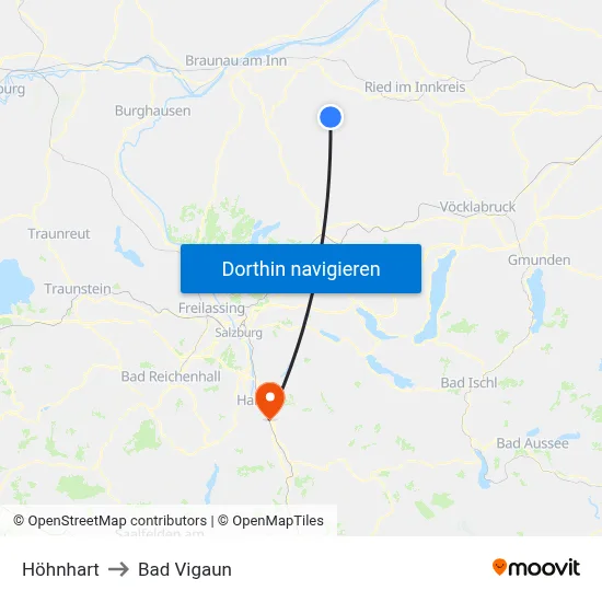 Höhnhart to Bad Vigaun map