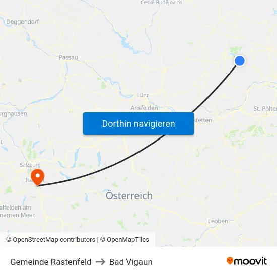 Gemeinde Rastenfeld to Bad Vigaun map