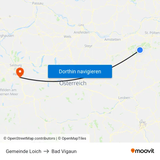 Gemeinde Loich to Bad Vigaun map