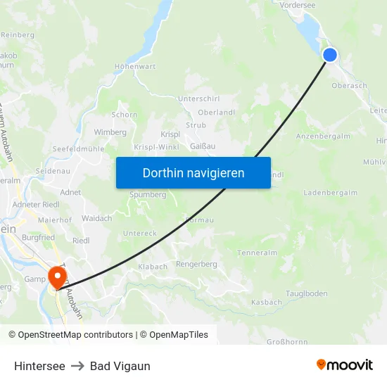 Hintersee to Bad Vigaun map
