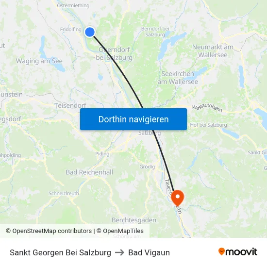 Sankt Georgen Bei Salzburg to Bad Vigaun map