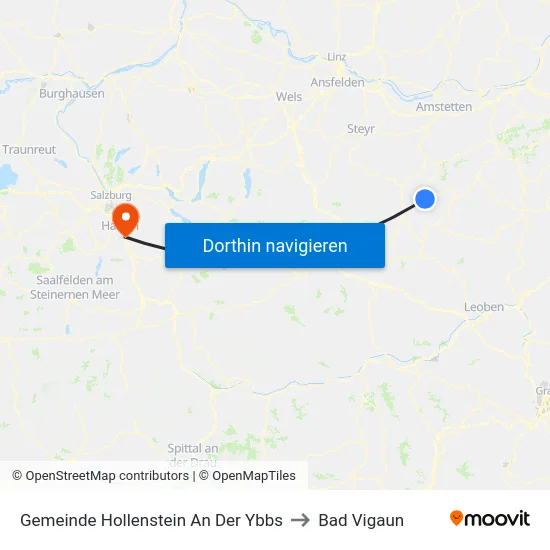 Gemeinde Hollenstein An Der Ybbs to Bad Vigaun map