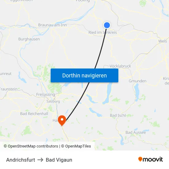 Andrichsfurt to Bad Vigaun map