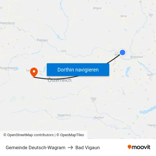 Gemeinde Deutsch-Wagram to Bad Vigaun map