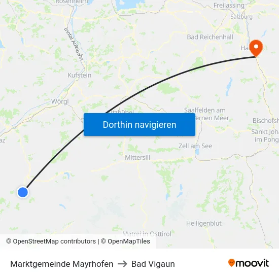 Marktgemeinde Mayrhofen to Bad Vigaun map