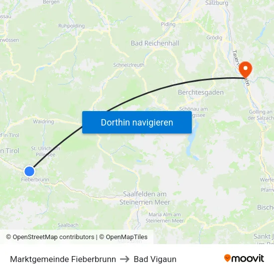 Marktgemeinde Fieberbrunn to Bad Vigaun map