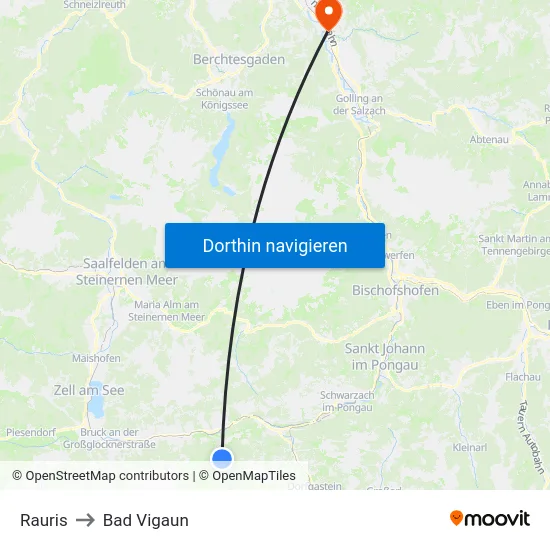 Rauris to Bad Vigaun map