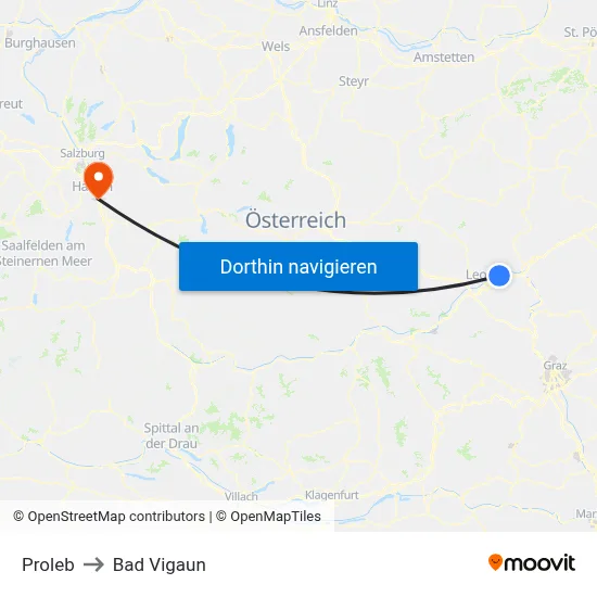 Proleb to Bad Vigaun map