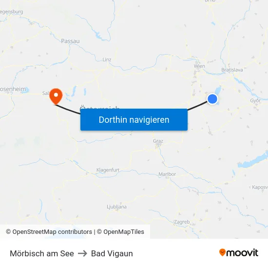 Mörbisch am See to Bad Vigaun map