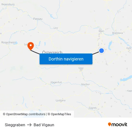 Sieggraben to Bad Vigaun map