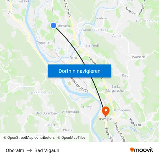 Oberalm to Bad Vigaun map