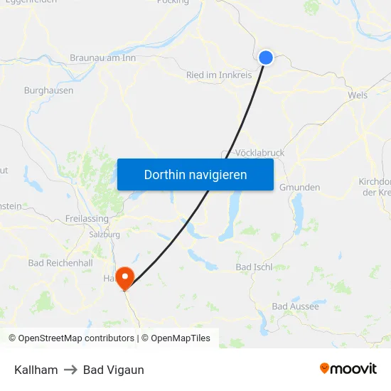 Kallham to Bad Vigaun map