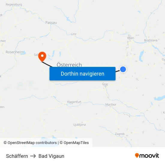 Schäffern to Bad Vigaun map