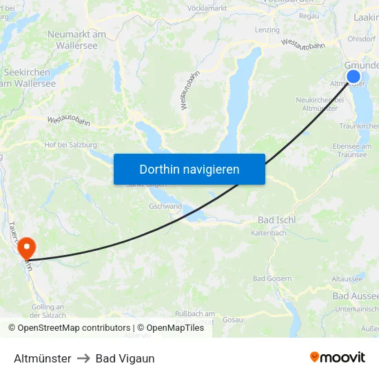 Altmünster to Bad Vigaun map