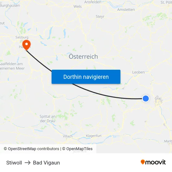 Stiwoll to Bad Vigaun map