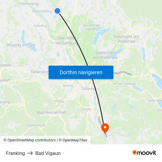 Franking to Bad Vigaun map