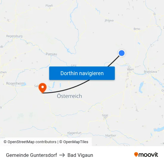 Gemeinde Guntersdorf to Bad Vigaun map