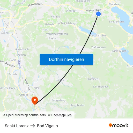 Sankt Lorenz to Bad Vigaun map