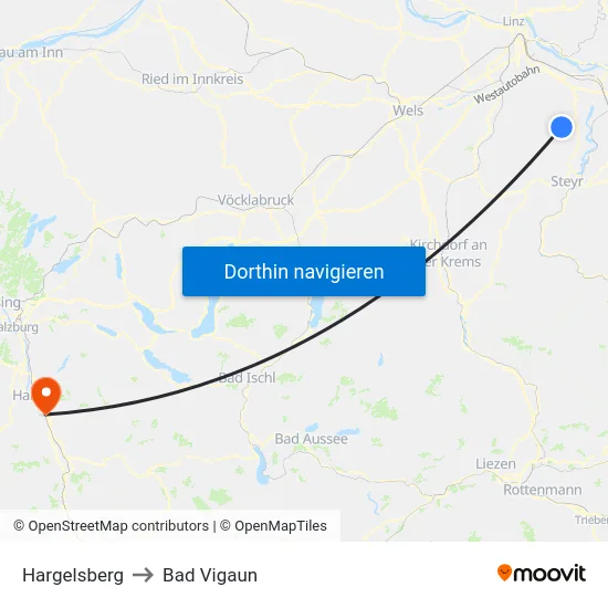 Hargelsberg to Bad Vigaun map