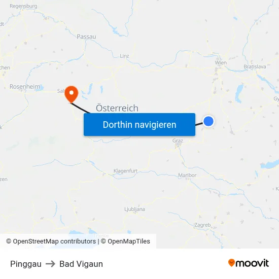 Pinggau to Bad Vigaun map