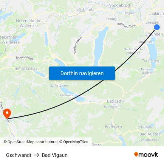 Gschwandt to Bad Vigaun map