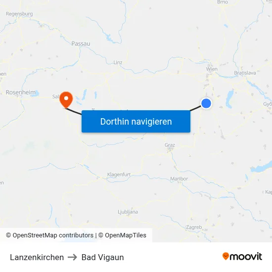 Lanzenkirchen to Bad Vigaun map