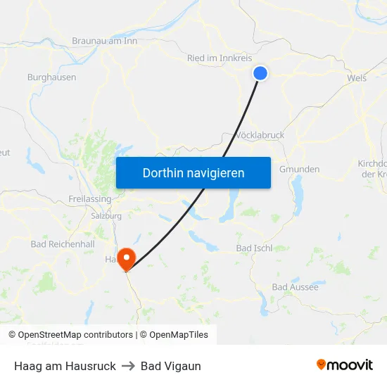 Haag am Hausruck to Bad Vigaun map