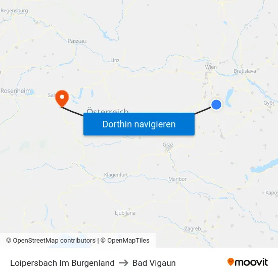 Loipersbach Im Burgenland to Bad Vigaun map