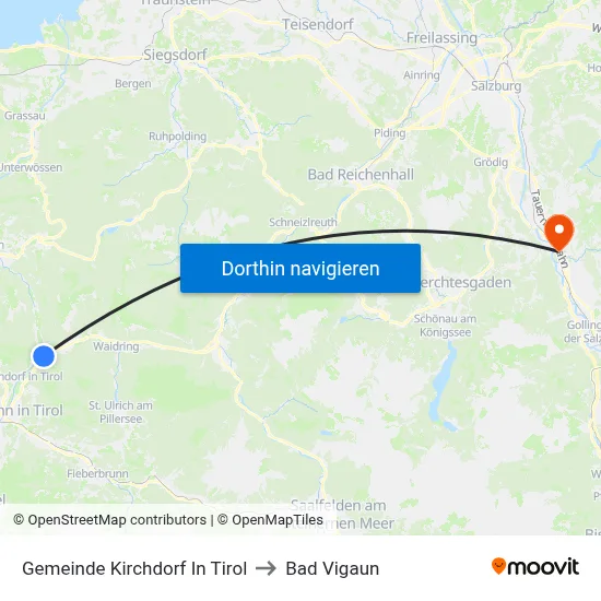 Gemeinde Kirchdorf In Tirol to Bad Vigaun map