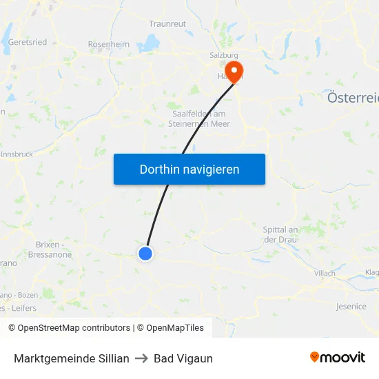Marktgemeinde Sillian to Bad Vigaun map